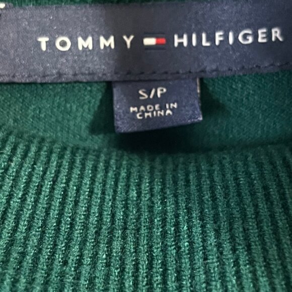 Tommy Hilfiger Pullover Womens Small Green Turtle Neck Knitwear Preppy Logo - Picture 2 of 9